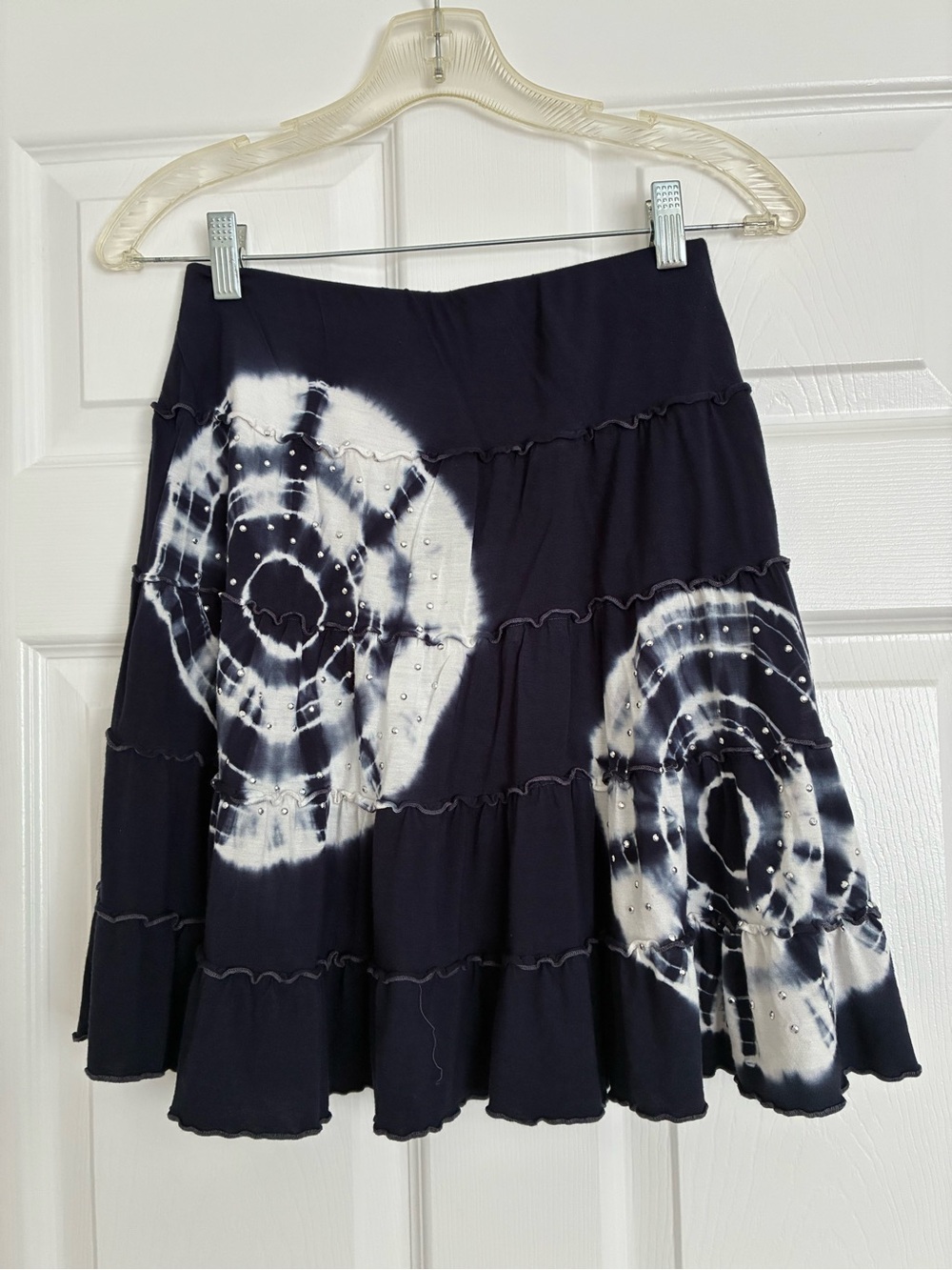 INC International Concepts Blue & White Tie-Dye Circle Skater Skirt